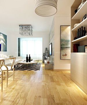 最新客厅地面浅黄色木地板装修效果图2025