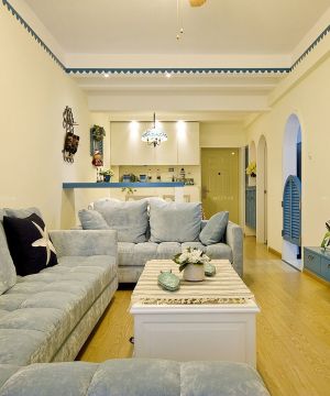 2025混搭风格三房一厅小户型布艺沙发摆放设计图片