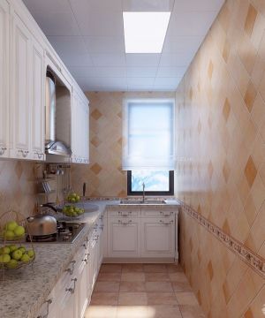 家装90平方房子长方形厨房橱柜装修效果图片