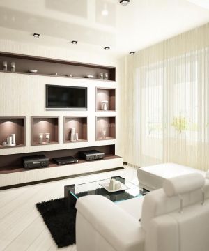 经典两室一厅客厅展示架设计装修效果图大全2025图片