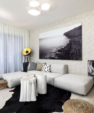 时尚两室一厅客厅转角沙发装修效果图大全2023图片