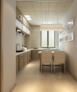 最新90平方房屋厨房餐厅一体装修效果图大全