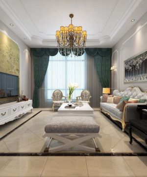 2025混搭风格设计90平方米客厅装修图片