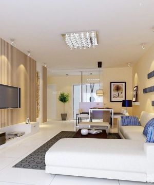家装90平方米客厅电视墙壁纸装修效果图