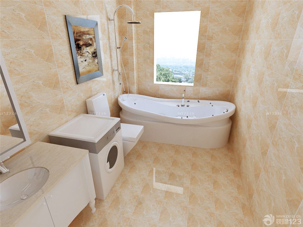 2023整体浴室白色浴缸装修效果图片