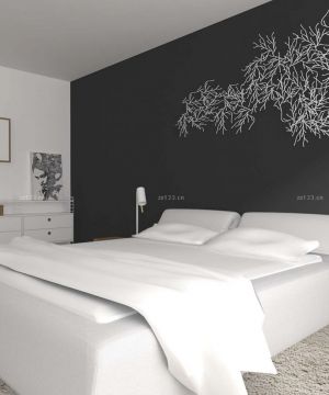 复式房子创意卧室窗帘背景墙设计装修效果图