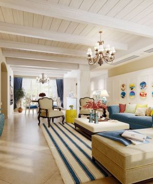 混搭90平方米客厅转角沙发装修效果图片欣赏