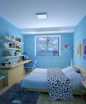 时尚两室一厅儿童房蓝色墙面装修样板房大全