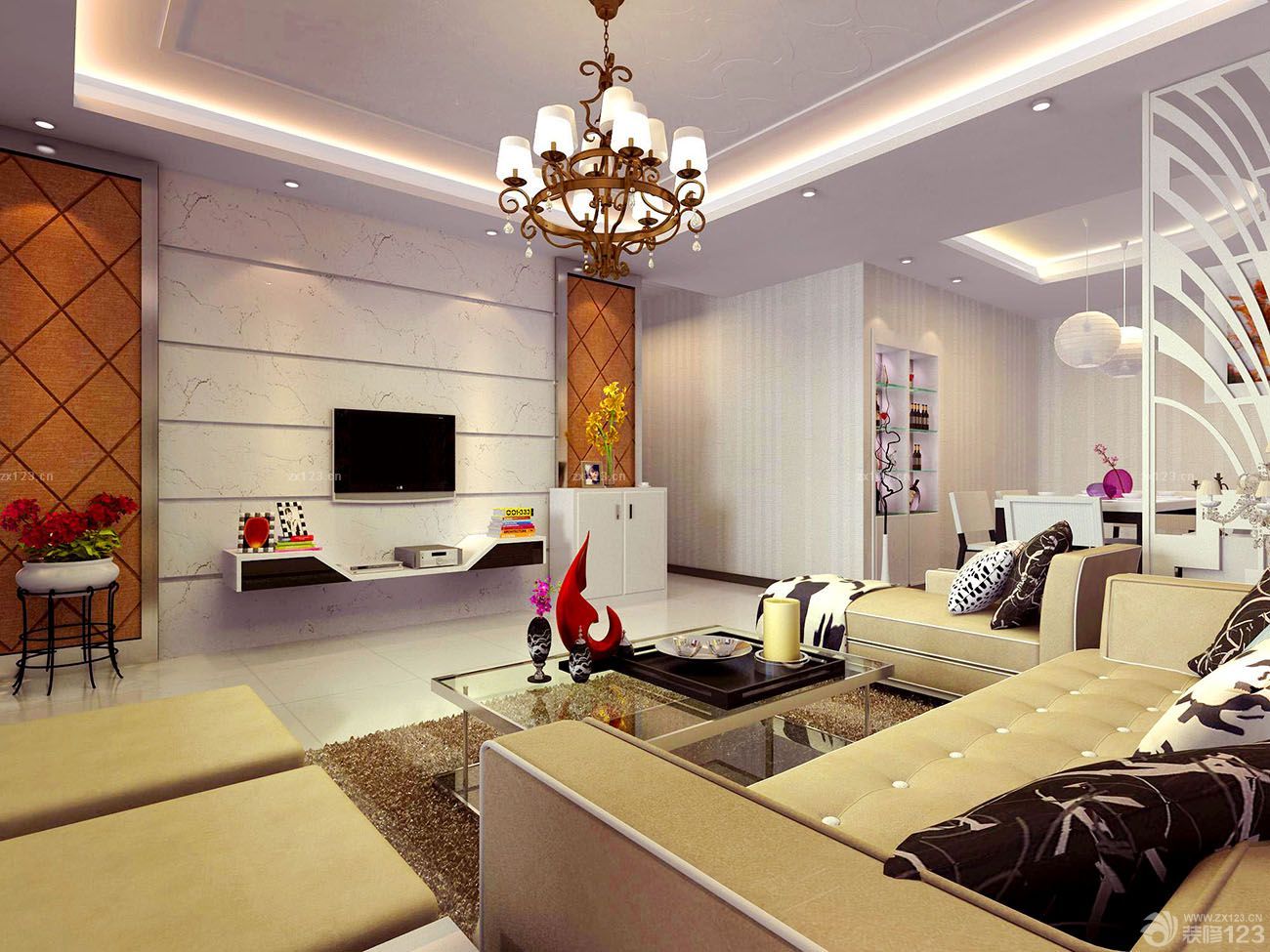 最新欧式新古典风格两房两厅小户型客厅装修图