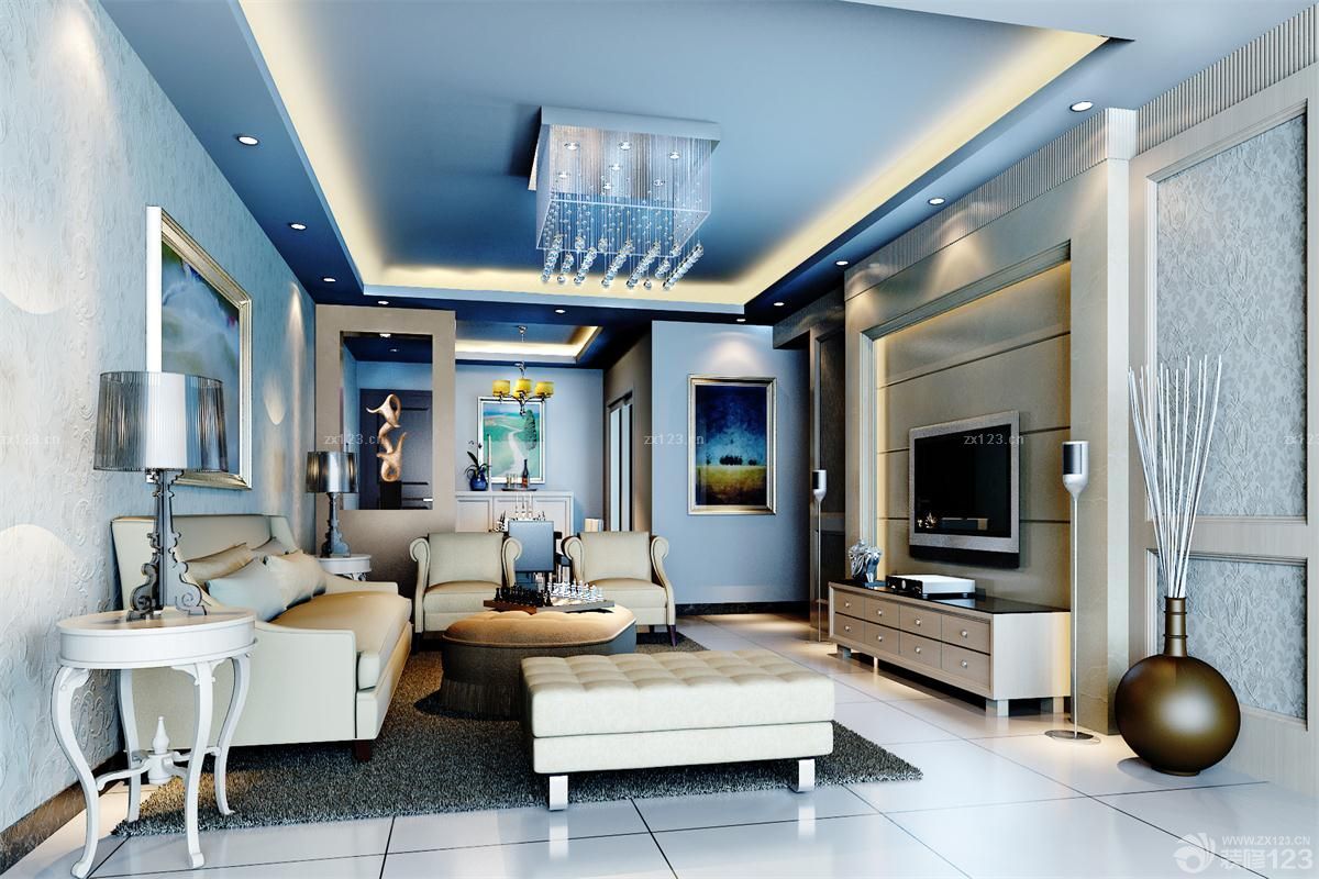 时尚复式楼客厅压纹壁纸装修效果图大全2025图片