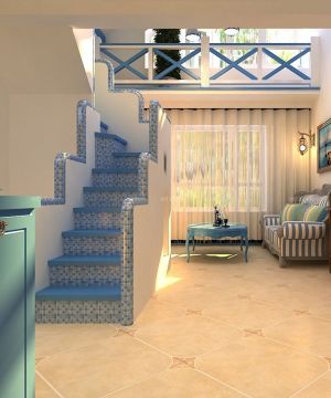 地中海风格复式楼客厅装修效果图大全2023图片