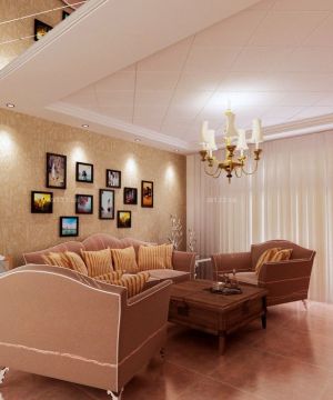 唯美欧式风格复式客厅装修效果图片大全