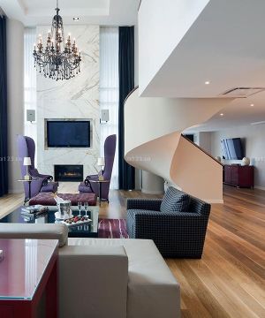 2025时尚混搭风格复式客厅装修效果图欣赏