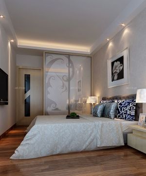 2023最新欧式两房一厅卧室暗花壁纸装修效果图片
