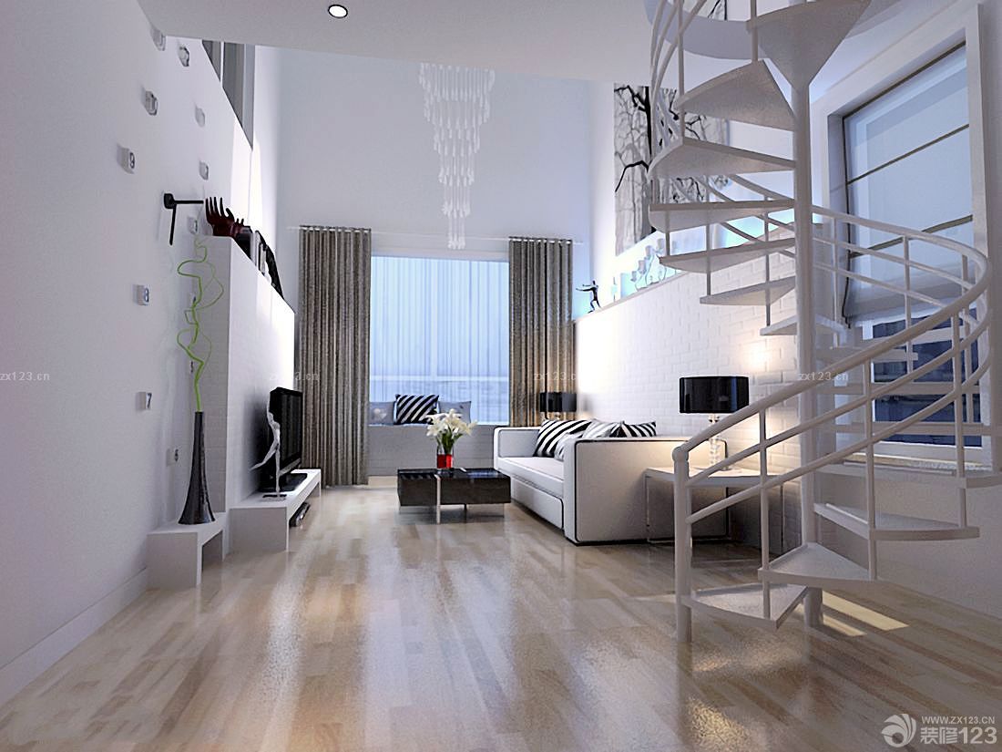 2025现代复式房子螺旋楼梯设计效果图片