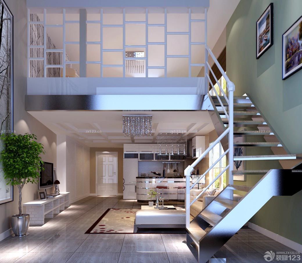2023家装现代风格90平米复式小户型楼梯装修图片