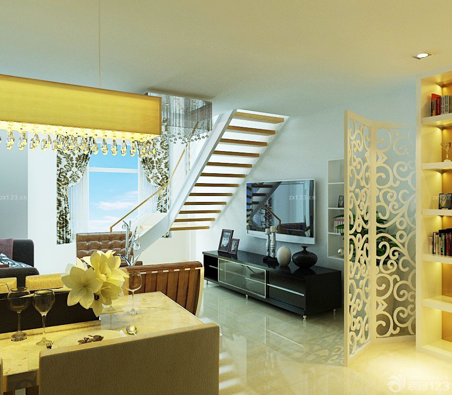 2025现代家装风格90平米复式小户型装修图片