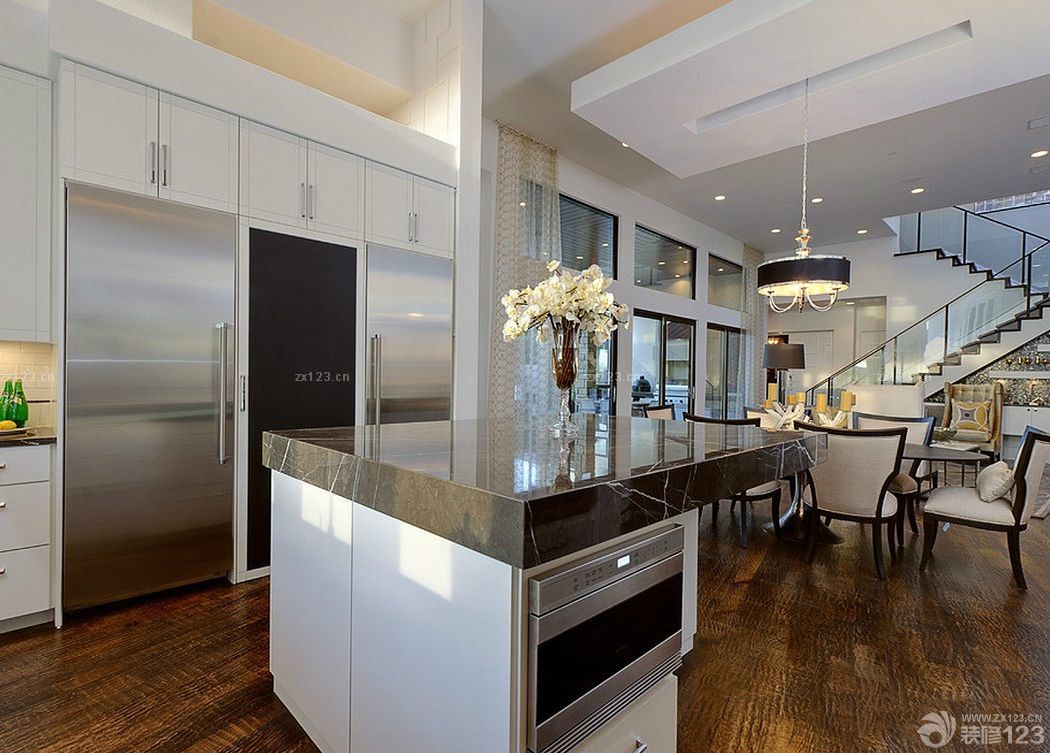 最新现代复式楼开放式厨房装修效果图