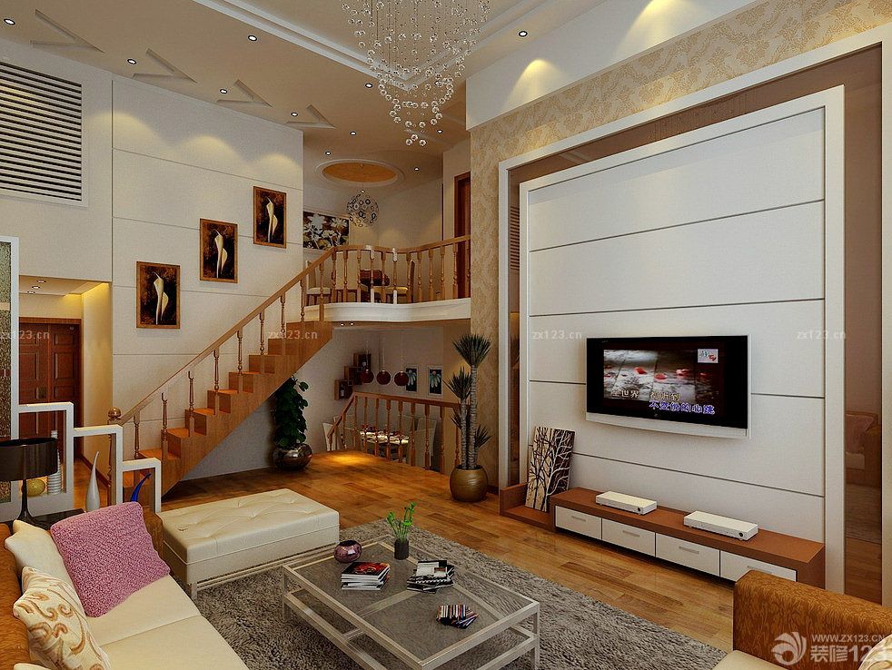 现代混搭风格复式楼室内装修效果图欣赏2025