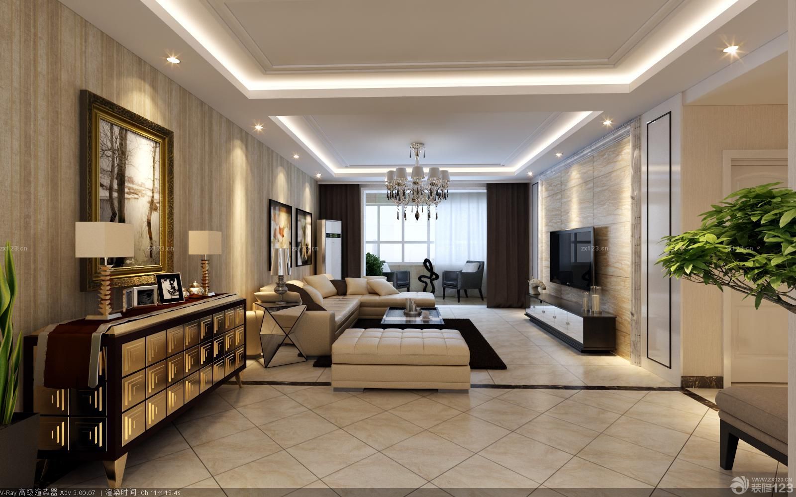 2025现代简约客厅沙发摆放装修效果图片