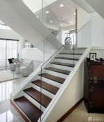 精致复式楼梯设计图玻璃楼梯扶手设计效果图欣赏