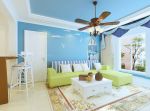 最新60平米两室一厅小户型客厅蓝色墙面装修图片