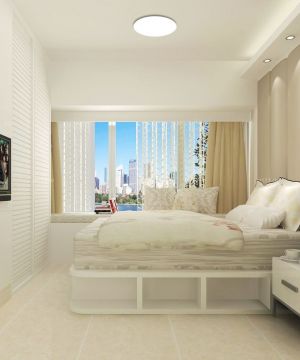 现代风格80平米家装卧室窗帘装修效果图片