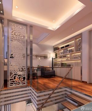 现代混搭风格复式楼石膏吊顶装修效果图