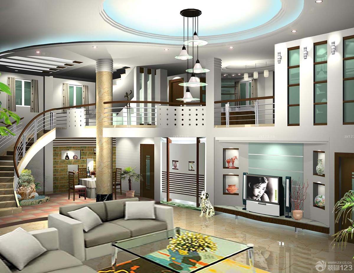 2025时尚混搭风复式客厅装修设计效果图欣赏