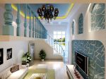 最新简约地中海风格复式房子客厅装修效果图