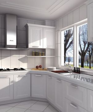 2023家庭最新整体厨房白色橱柜装修效果图