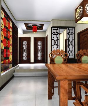 中式复式餐厅装饰装修设计效果图片欣赏
