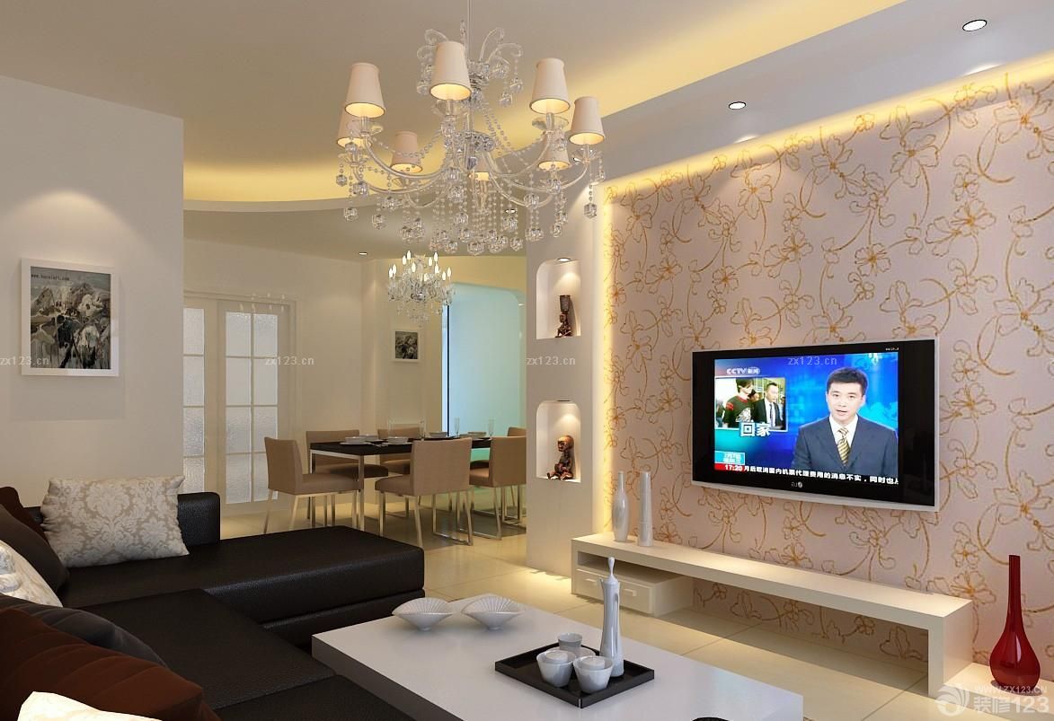 田园风格小户型客厅壁纸装修效果图欣赏