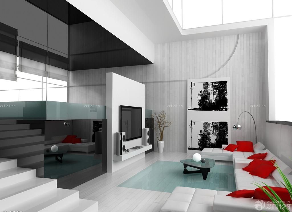 2025最新现代风格错层客厅楼梯装修效果图片