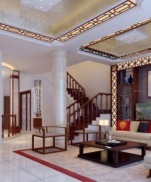 别墅室内中式新古典风格装修设计效果图欣赏