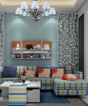 2023田园风格小户型客厅地毯装修效果图欣赏