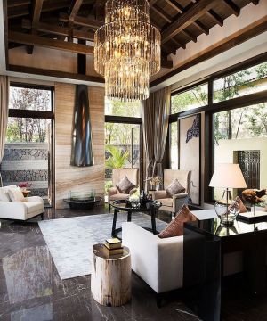 混搭风格生态木别墅木质吊顶装修效果图片大全