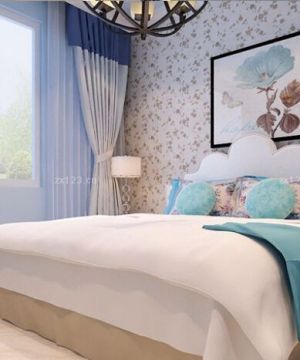 最新地中海风格卧室花纹壁纸装修设计效果图欣赏