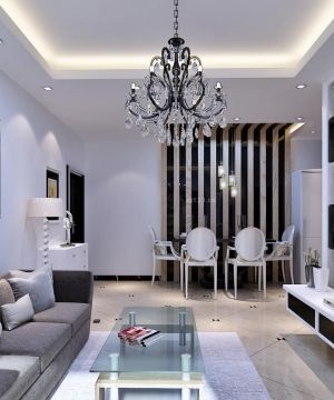 小户型电视墙设计欧式吊灯装修效果图片