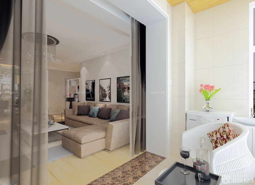 现代风格客厅阳台装修效果图大全2025