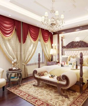古典别墅家装卧室窗帘设计效果图