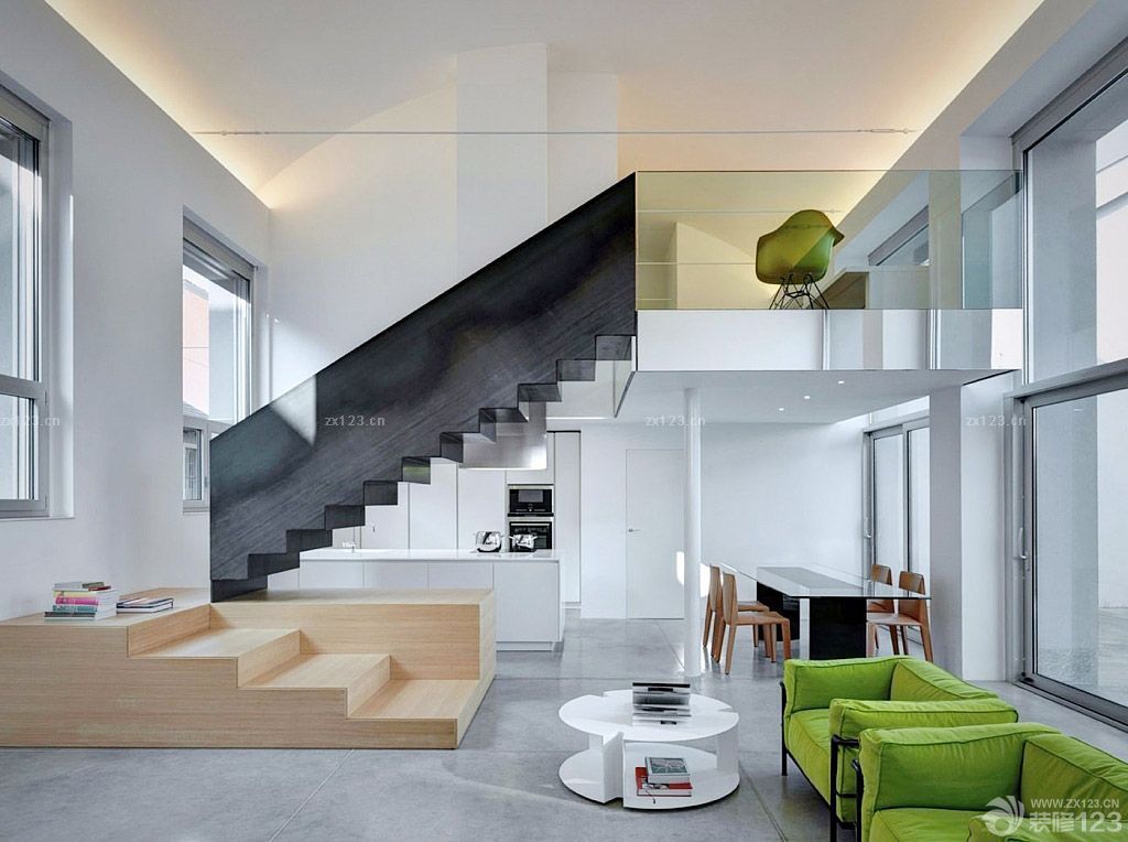 2025精美复式阁楼灰色地砖装修样板间