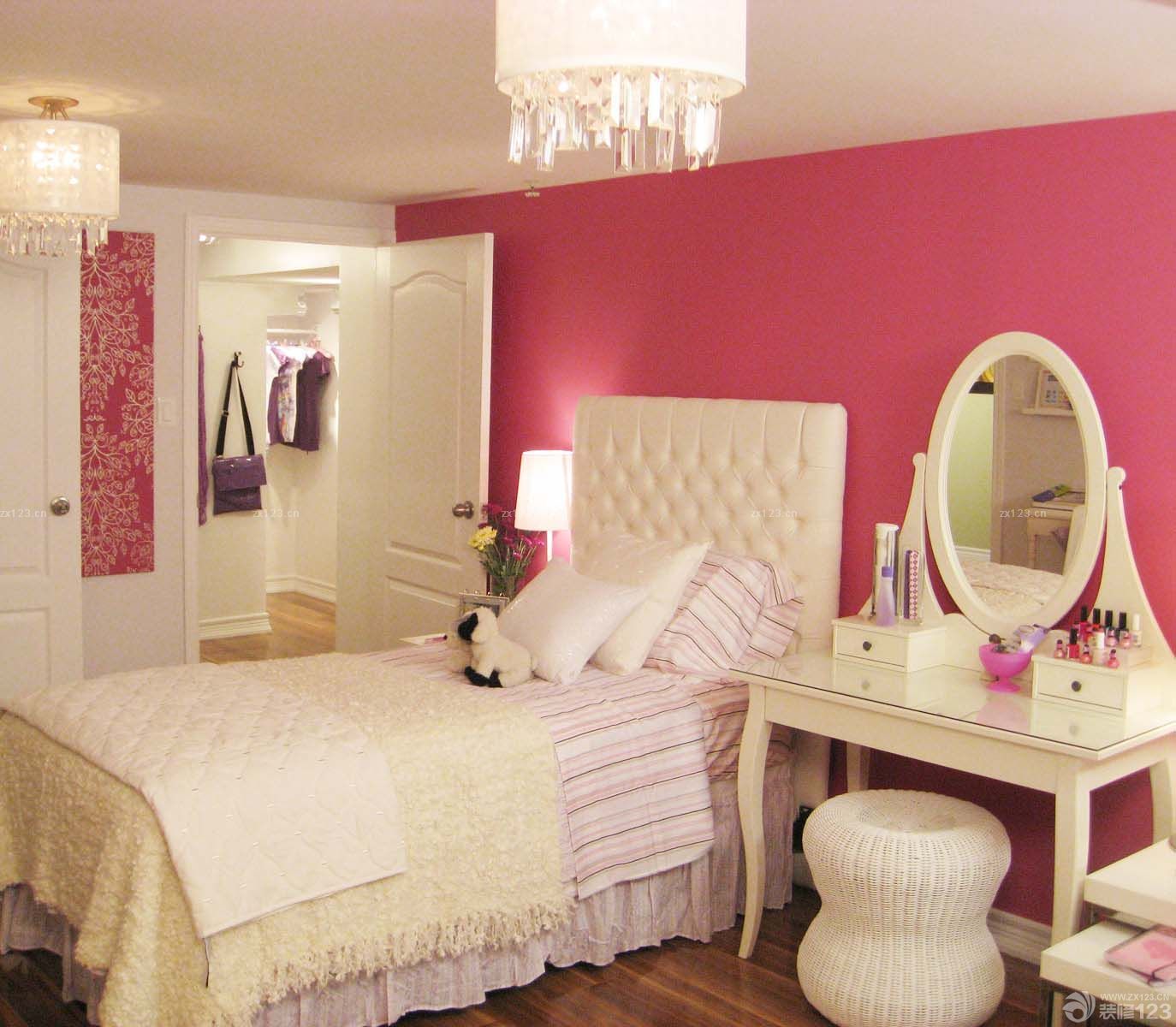 加装90平三室一厅女生卧室装修效果图片欣赏