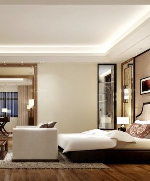 最新现代别墅建筑卧室双人床装修效果图片