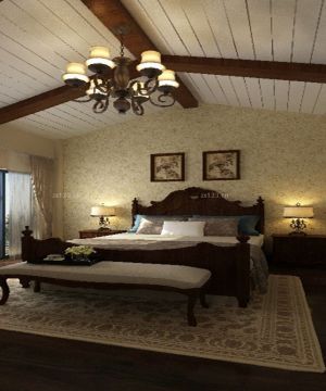 2025最新美式卧室木质吊顶装修效果图片