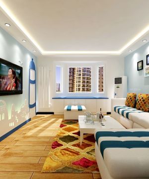 最新地中海风格别墅室内客厅装饰效果图