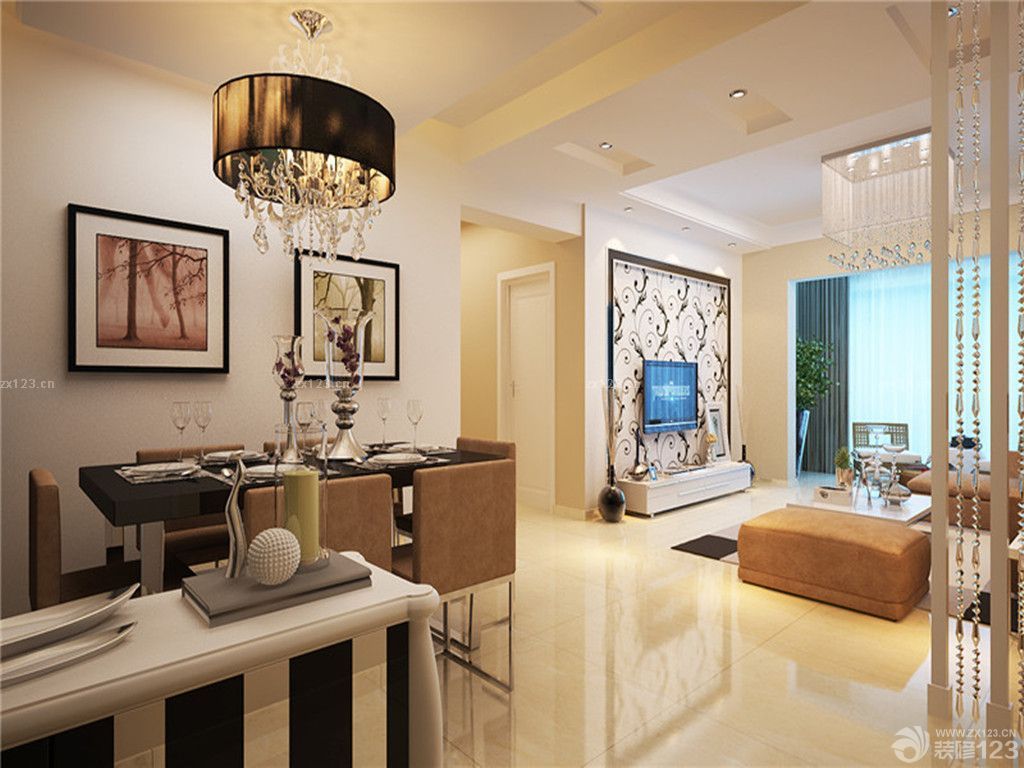 2025最新现代客厅餐厅吊灯装修效果图片