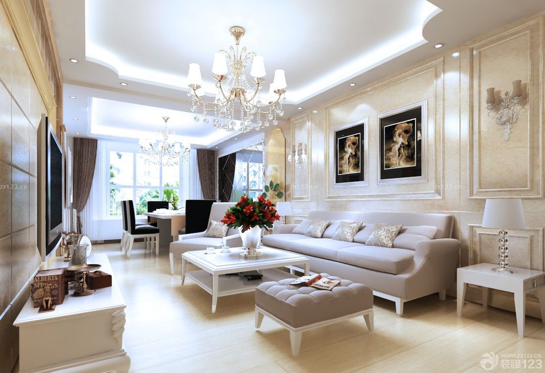 简欧风格客厅背景墙装修效果图大全2025图片