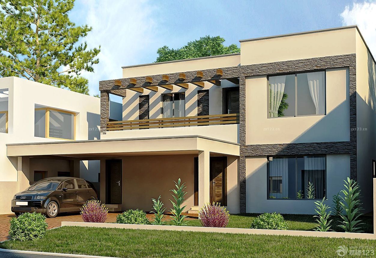 最新农村三层别墅阳台外观设计图片