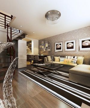 2025小户型loft客厅沙发背景墙效果图